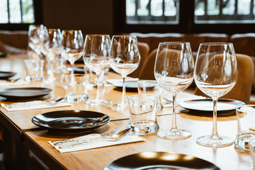 empty glass on dining table set