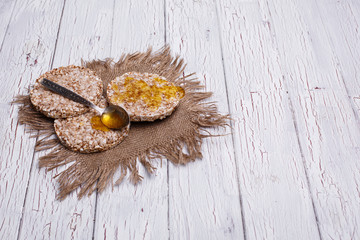 Good nutrition. Rice cookies with honey and nuts