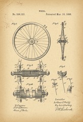 1896 Patent Velocipede wheel Bicycle archival history invention