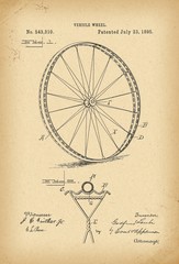 1895 Patent Velocipede wheel Bicycle archival history invention