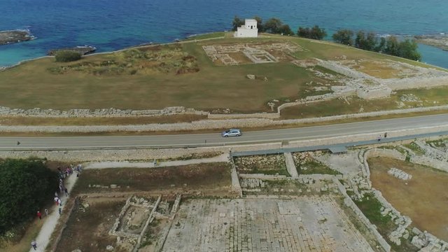 Car drive near the Sea coast in Italy Drone flight 4k