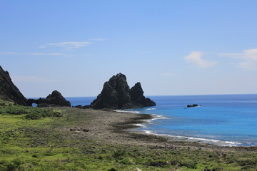 Beautiful sea and mountain views at Lanyu , Orchid island, Taitung, Taiwan.