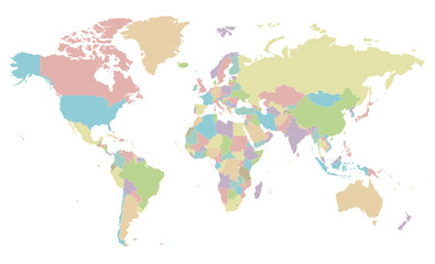 Obraz premium Polityczna mapa świata puste wektor ilustracja na białym tle. Edytowalne i wyraźnie oznaczone warstwy.