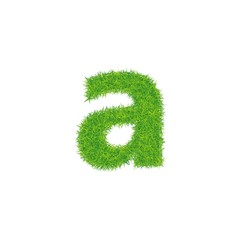 Green grass letter a on white background.