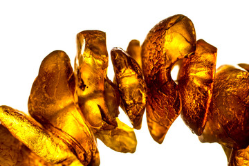 amber necklace on white background