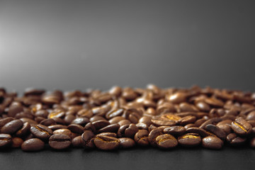 cereal coffee in bulk on a black background.
