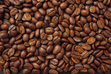 cereal coffee in bulk on a black background.