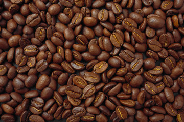 cereal coffee in bulk on a black background.
