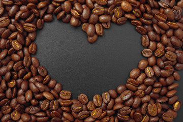 cereal coffee in bulk on a black background.