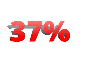 37% rote Prozentzahl mit Schatten auf weißem Hintergrund