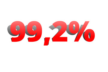 99,2% rote Prozentzahl mit Schatten auf weißem Hintergrund