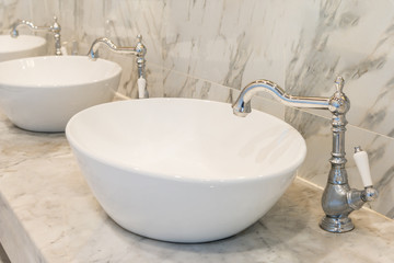 Fototapeta premium Modern wash basin sink counter bathroom interior contemporary
