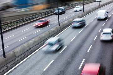 cars on freeway at high speed