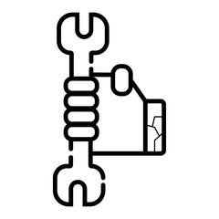 Hand holding up a wrench vector icon