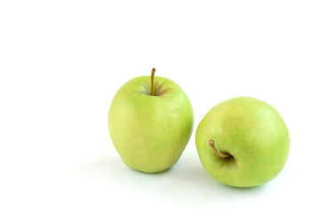 Green apples  isolated on white background.