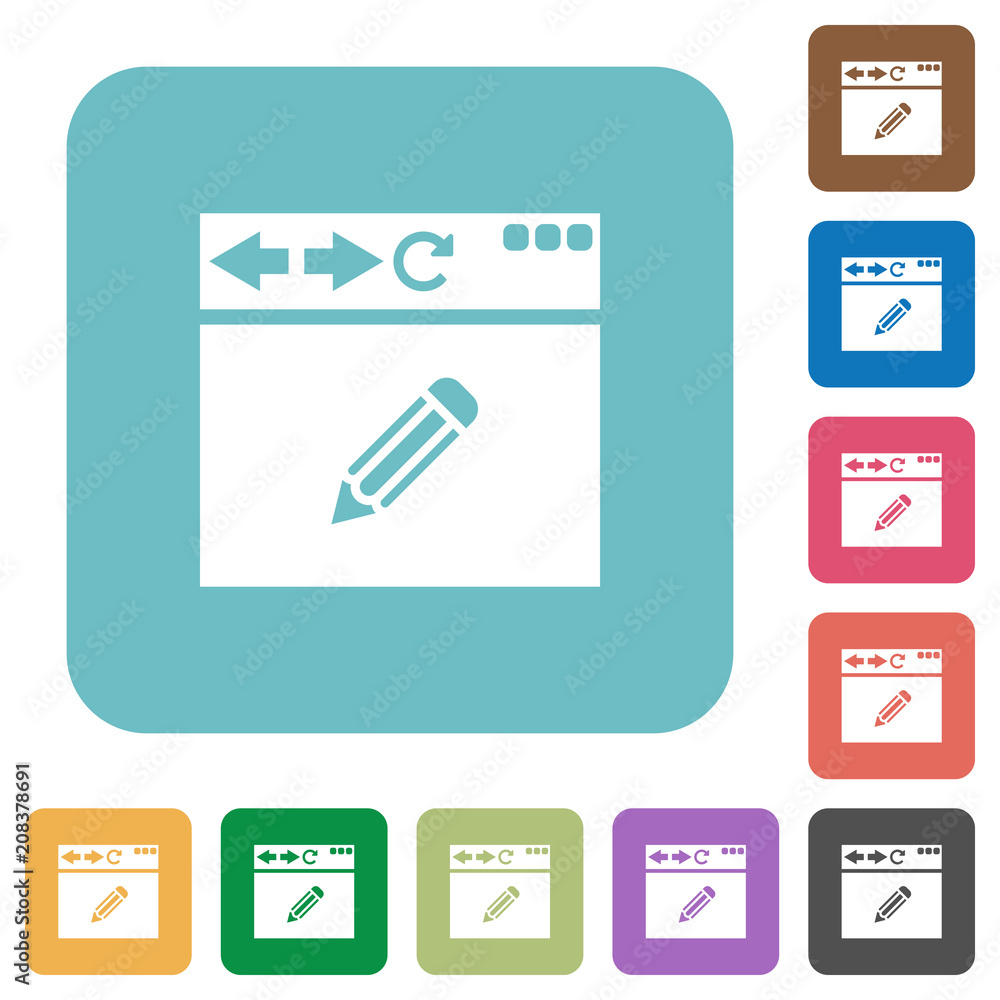 Poster browser edit rounded square flat icons