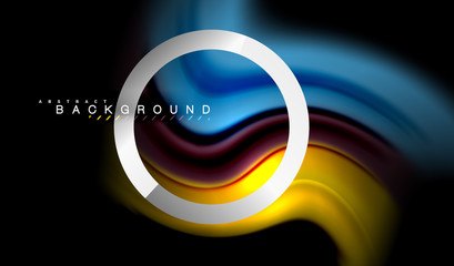 Rainbow fluid colors wave and metallic geometric shape
