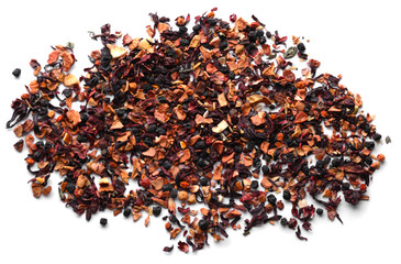 Dry fruit tea on white background