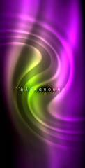 Neon glowing wave, magic energy and light motion background