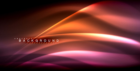 Neon glowing wave, magic energy and light motion background