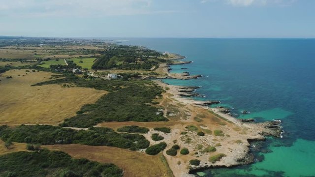 Blue beach line Drone 4k flight in Italy