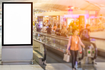 Blank advertising billboard at airport,mockup poster media template ads display