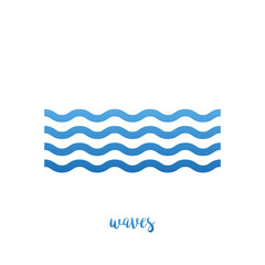 Waves water icon, in line on a white background