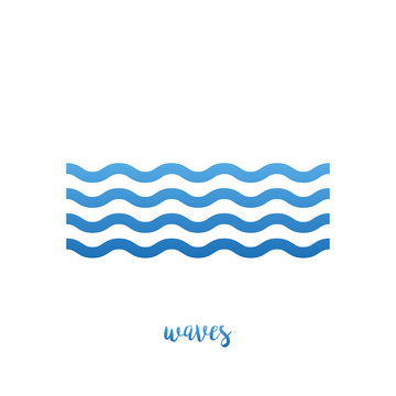 Waves water icon, in line on a white background