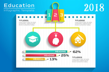 Education infographic template layout with school elements design vector