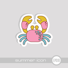 Crab icon. Summer. Vacation