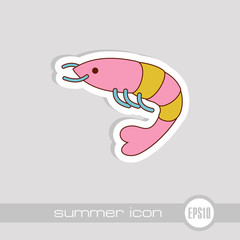 Shrimp icon. Prawn vector. Summer. Vacation
