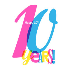 10 years overlapping letters icon