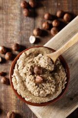 bowl with natural hazelnut paste