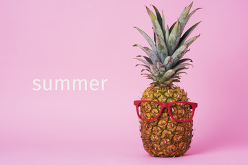 pineapple wearing eyeglasses and word summer