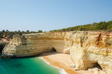 View of the Praia da Corredoura Beach in Lagoa, District Faro, Algarve, Southern Portugal
