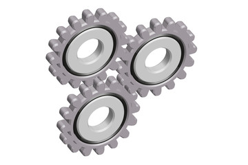 Tres engranajes unidos.