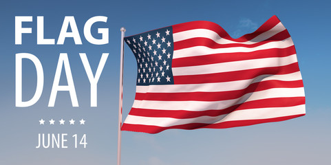 Flag Day in the United States. USA. June 14. 3d render. Celebration