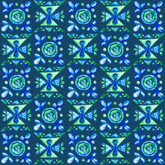 Abstract hand painted geometric watercolor seamless pattern