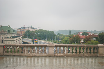 Naklejka premium Warsaw on early August morning. Central part of the city.