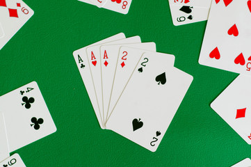 full house ace and two, poker card