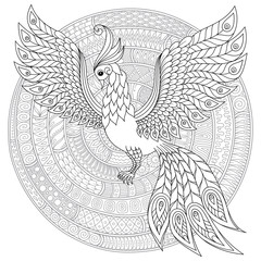   Firebird for anti stress Coloring Page with high details.