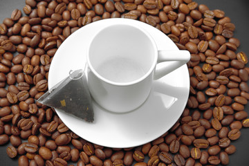 grain coffee tea in a bag white cup.