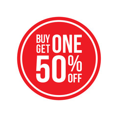 Buy One Get One 50% Off Sign Horizontal Circular