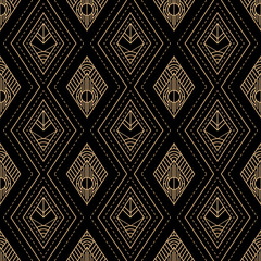 Geometric gold and black luxury seamless pattern