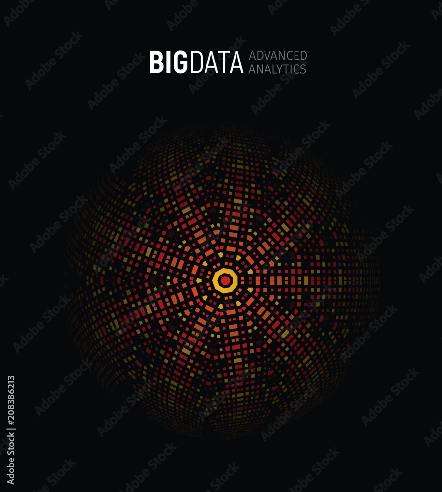Poster big data advanced analysis geometrical circular abstract illustration, analytics background. informa