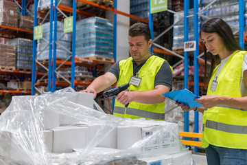 Scanning the goods in warehouse