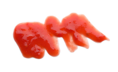 Smear of delicious tomato sauce on white background