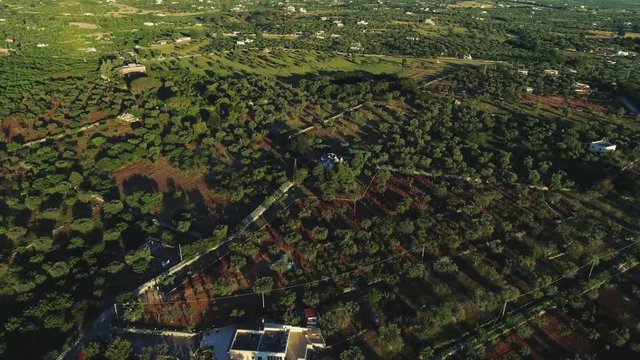 Sunset in Italy Drone flight 4k near Apulia