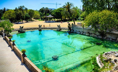 Barcelona, Spain: The Parc de la Ciutadella fountain designed by Josep Fontsere The Parc de la Ciutadella is a park on the northeastern edge of Ciutat Vella, Barcelona.