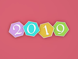      New Year 2019 Creative Design Concept - 3D Rendered Image 